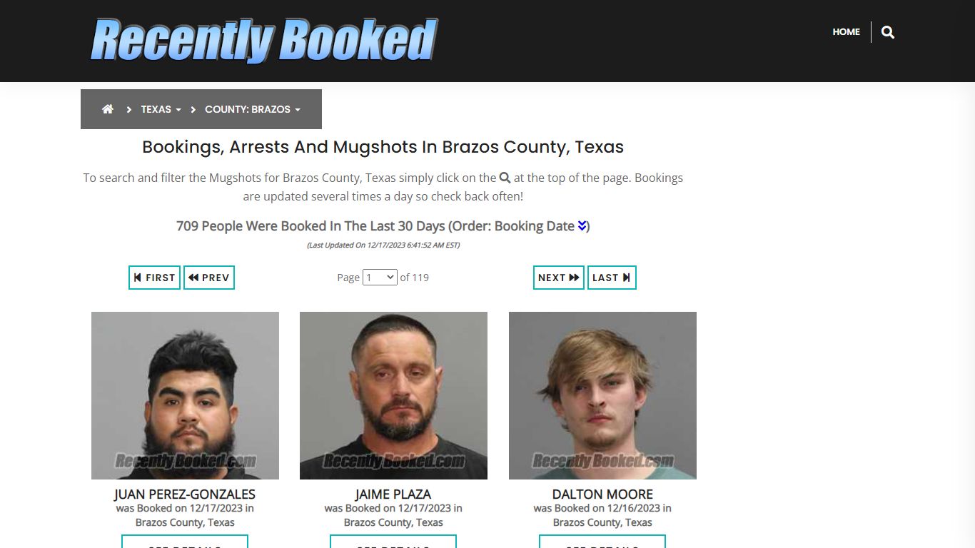 Recent bookings, Arrests, Mugshots in Brazos County, Texas